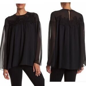 Marchesa Rose Lace Shoulder Blouse